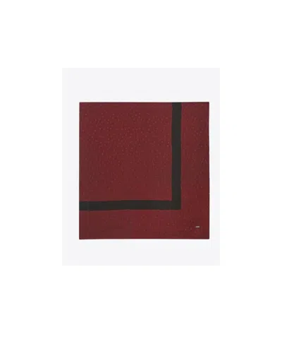 Saint Laurent Flower Dotted Silk Jacquard Square Scarf In Red