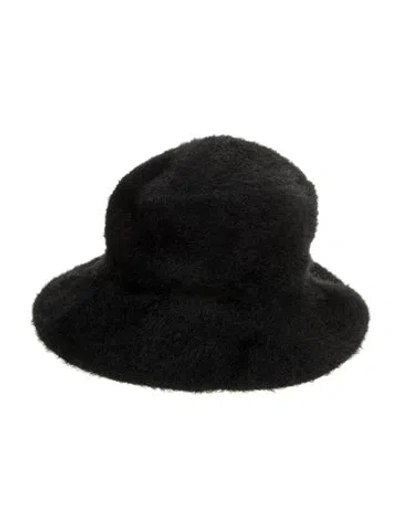Pre-owned Saint Laurent Fluffy Knit Bucket Hat W/tags In Black