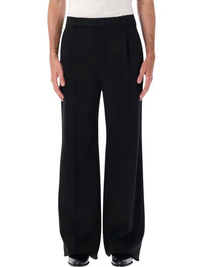 Saint Laurent Fluid Grain De Poudre Pants In Black