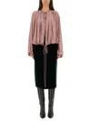 Saint Laurent Drawstring Gathered-shoulder Blouse In Pink