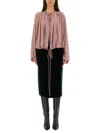 Saint Laurent Drawstring Gathered-shoulder Blouse In Pink