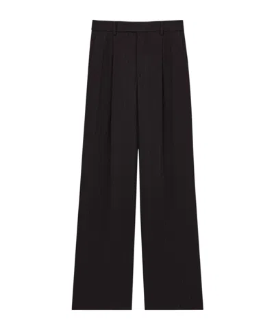 Saint Laurent Fluid Pants In Striped Crepe In Black