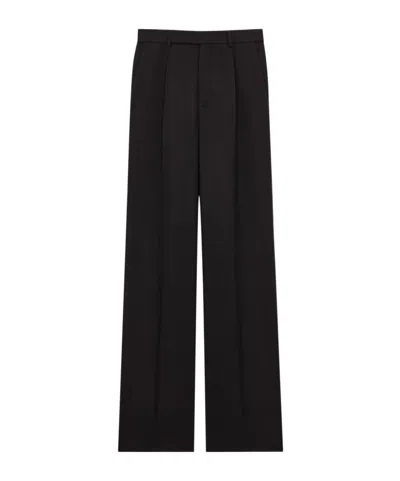 Saint Laurent Fluid Pants In Wool Flannel In Black