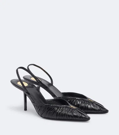 Saint Laurent Folie Cassandre Leather Slingback Pumps In Black
