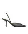 Saint Laurent 90mm Mesh And Python-embossed Leather Slingback Pumps In Multi