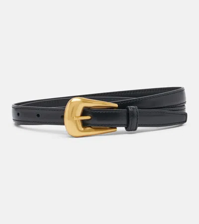 Saint Laurent Folk Leather Belt In Black