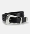 Saint Laurent Folk Leather Belt In Black