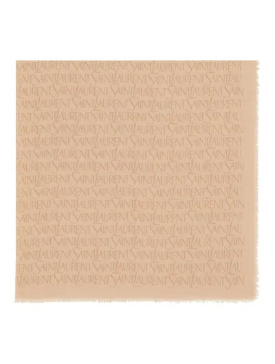 Saint Laurent Grand Impression Cashmere-blend Square Scarf In Neutral