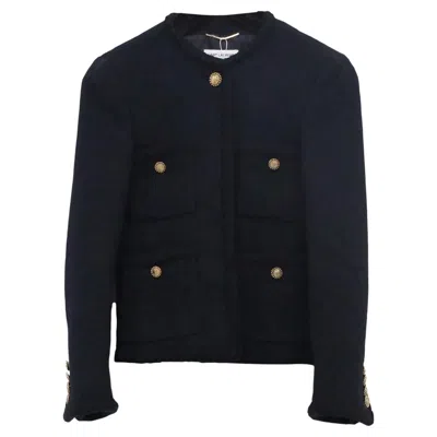 Pre-owned Saint Laurent Four-pocket Tweed Blazer In Black Wool
