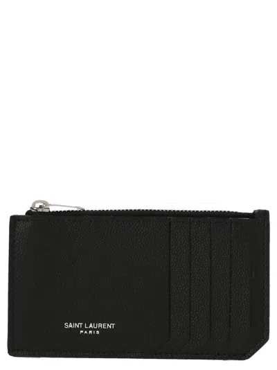 Saint Laurent Fragments Card Case In Black