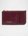 Saint Laurent Fragments Card Case In Leather In Red