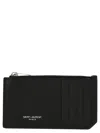 Saint Laurent Fragments Zipped Card Case In Grain De Poudre Leather Accessories In Black