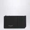 Saint Laurent Fragments Zipped Card Case In Grain De Poudre Leather Accessories In Black