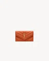 Saint Laurent Small Ysl Wallet On Chain In Grain Leather In Brown