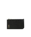 Saint Laurent Fragments Crocodile-effect Wallet In Black