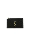 Saint Laurent Fragments Monogram Zip Cardholder In Black
