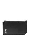 Saint Laurent Tiny Cassandre Fragments Card Holder In Black