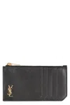 Saint Laurent Fragments Tiny Cassandre Smooth Leather Card Holder In Black