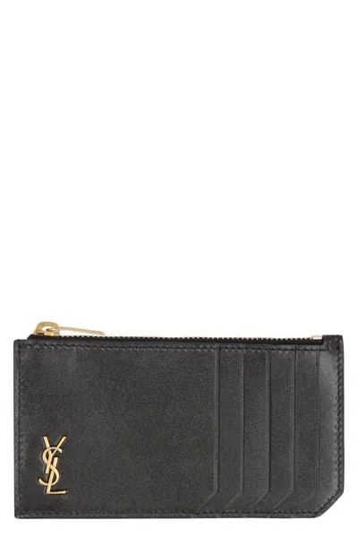 Saint Laurent Fragments Tiny Cassandre Smooth Leather Card Holder