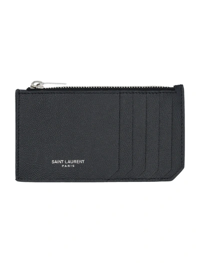 Saint Laurent Zipped Purse In Nero