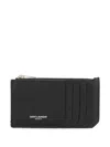 Saint Laurent Fragments Zipped Card Case In Grain De Poudre Leather Accessories In Black