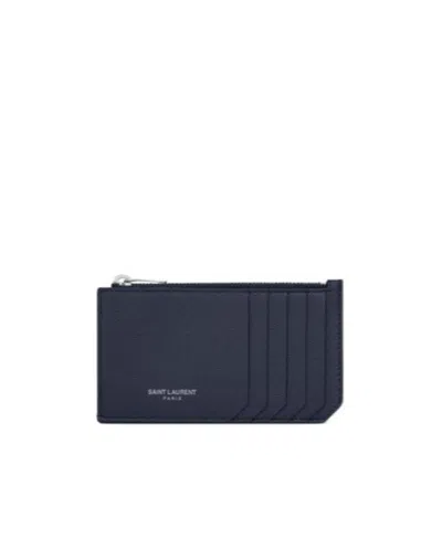 Saint Laurent Fragments Zipped Cardholder In Black