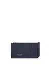 Saint Laurent Fragments Zipped Cardholder In Blue