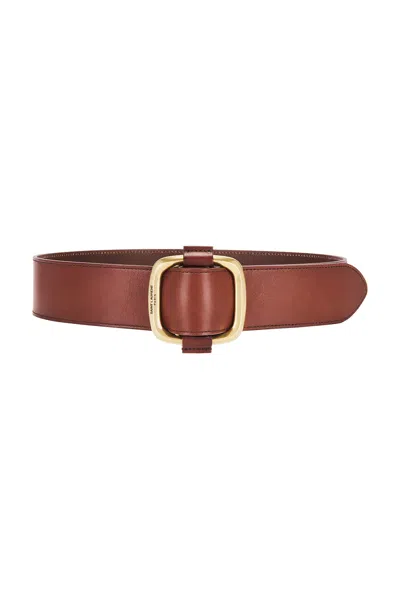 Saint Laurent Frame Buckle Belt In Dark Brown Chocolate