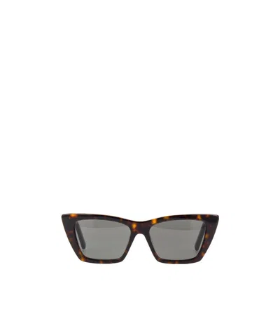 Saint Laurent Frame Design Sunglasses In Gray