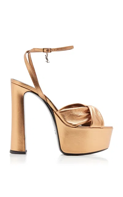 Saint Laurent Franciane 85 Platform Sandals In Gold