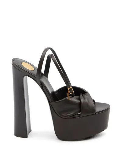 Saint Laurent Nappa Leather Franciane Platform Knot Sandals In Black