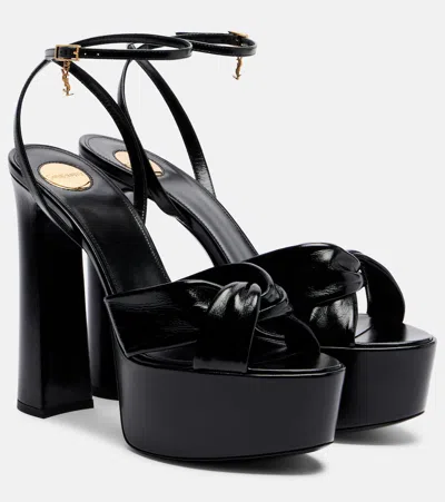 Saint Laurent Franciane Leather Platform Sandals In Black