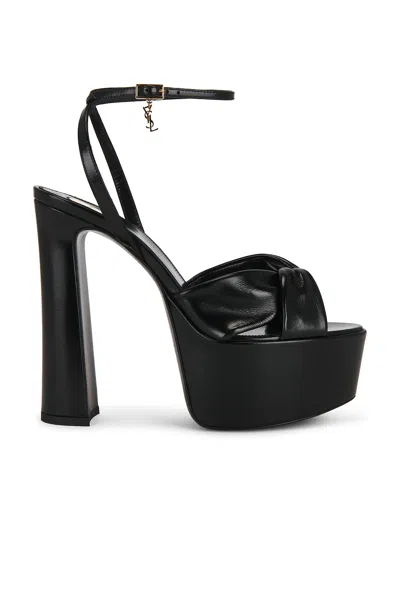 Saint Laurent Franciane Ankle Strap Platform Sandal In Black