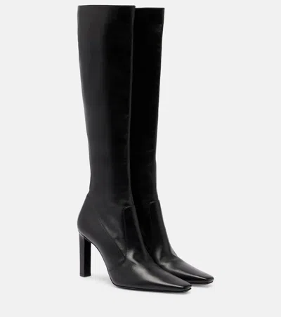 Saint Laurent Francoise 95 Leather Knee-high Boots In Black