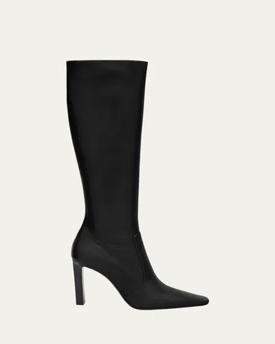 Saint Laurent Francoise Leather Knee-high Boots In Burgundy