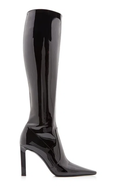 Saint Laurent Francoise Patent Leather Boots In Black