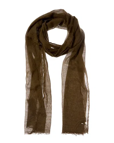 Saint Laurent Frayed Wool, Cashmere & Silk-blend Scarf In Green