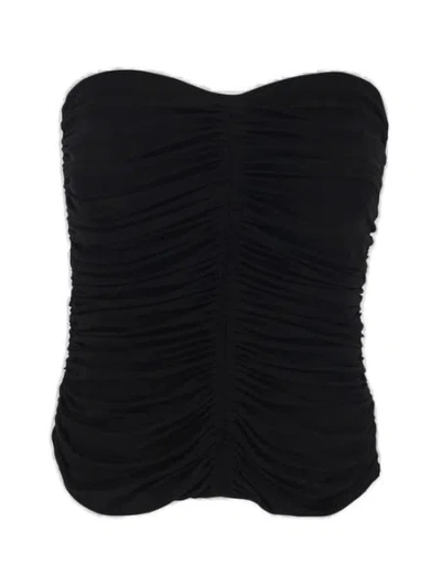 Saint Laurent French Inspired Ruched Bustier In Black For Women