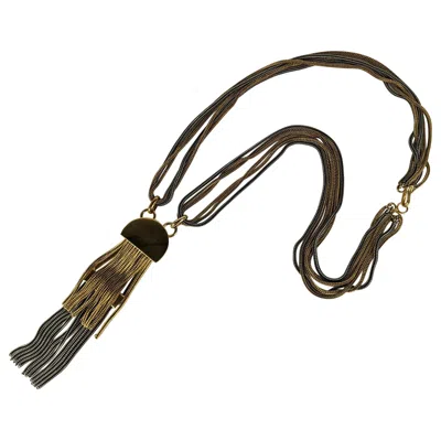 Pre-owned Saint Laurent French Two Toned Articulated Tassel Necklace, Ysl In Multi