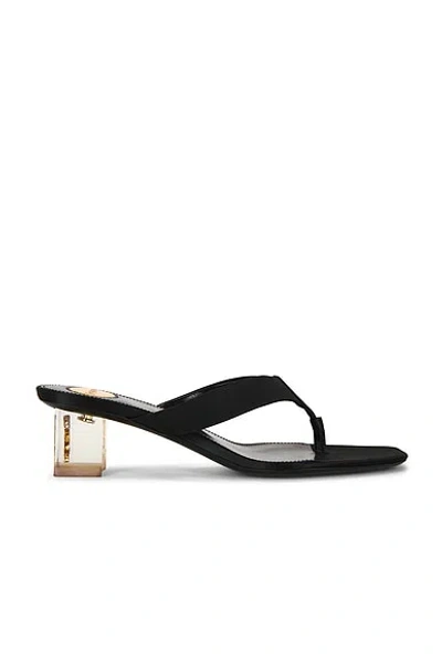 Saint Laurent Sip Thong Sandal Leather Plexiglass Heel In Black