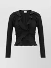 Saint Laurent Frilled V Neck Blouse