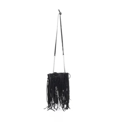Saint Laurent Fringe Chain Shoulder Bag Leather Purse In Black
