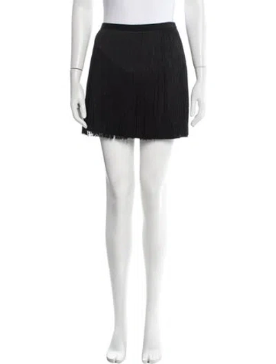 Pre-owned Saint Laurent Fringe Trim Accent Mini Skirt In Black