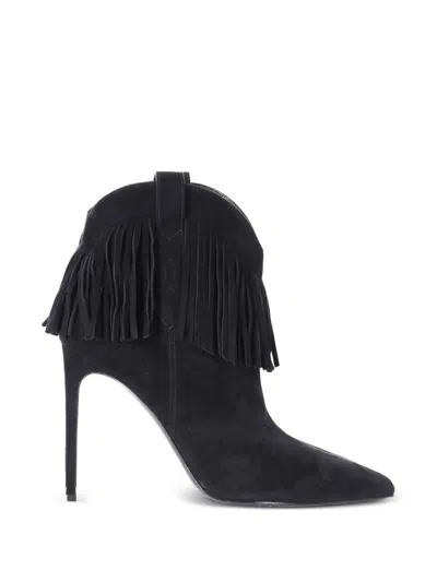 Pre-owned Saint Laurent Fringed Boots In Black
