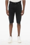 Saint Laurent Black Denim Shorts With Frayed Edge