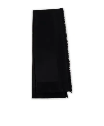 Saint Laurent Fringed Scarf In Black