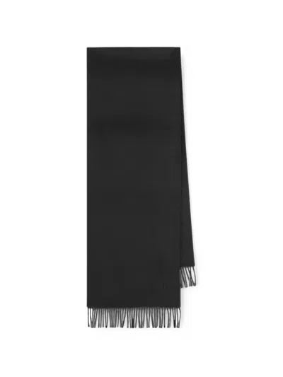 Saint Laurent Fringed Throw Scarf In Black