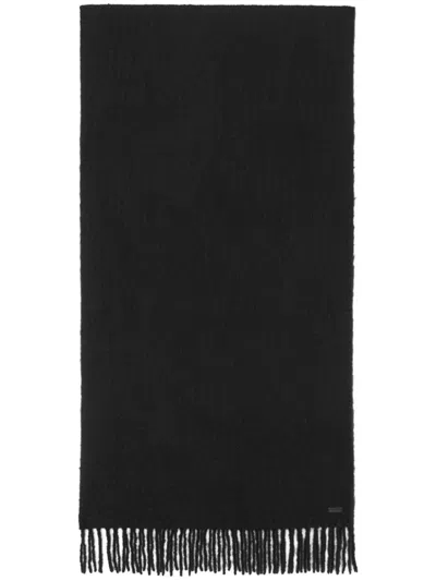 Saint Laurent Fringes Wool Blend Scarf
