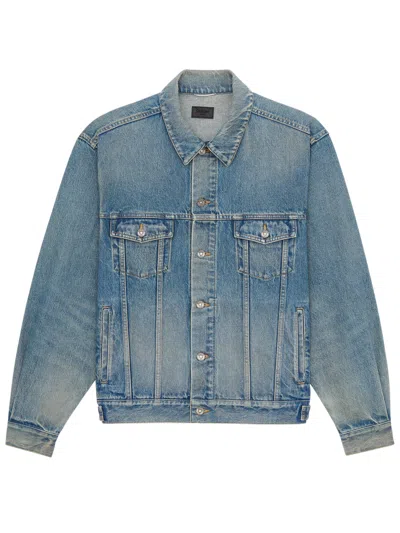 Saint Laurent Front Button Closure Jacket Size 48 In Blue