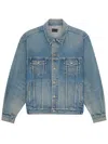 Saint Laurent Denim Jacket Collared Design Front Pockets In Blue
